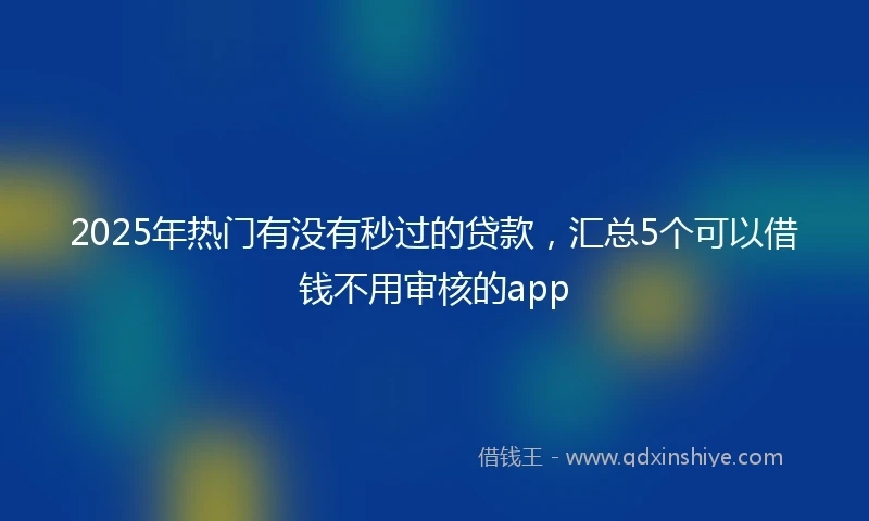 2025年热门有没有秒过的贷款，汇总5个可以借钱不用审核的app