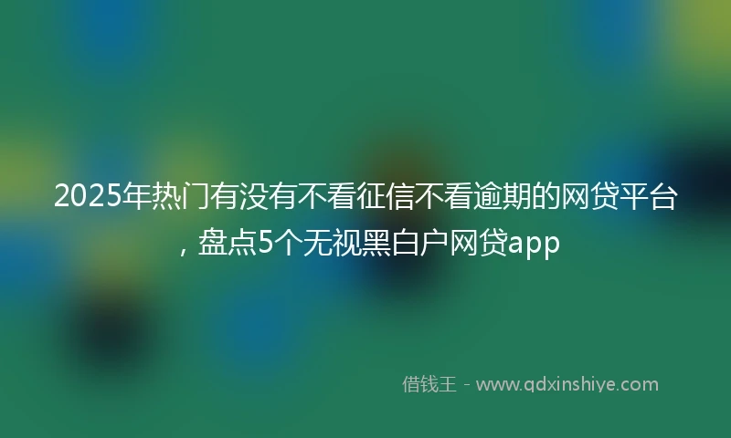 2025年热门有没有不看征信不看逾期的网贷平台，盘点5个无视黑白户网贷app