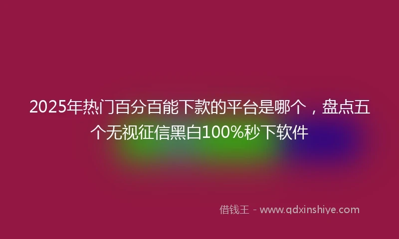 2025年热门百分百能下款的平台是哪个，盘点五个无视征信黑白100%秒下软件