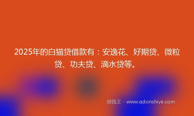 2025年的白猫贷借款有：安逸花、好期贷、微粒贷、功夫贷、滴水贷等。