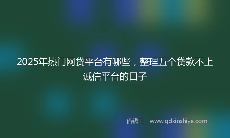 2025年热门网贷平台有哪些，整理五个贷款不上诚信平台的口子