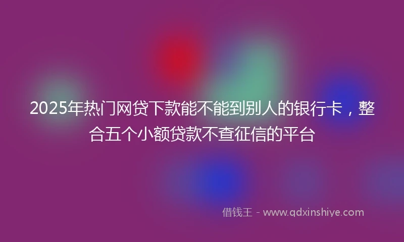 2025年热门网贷下款能不能到别人的银行卡，整合五个小额贷款不查征信的平台