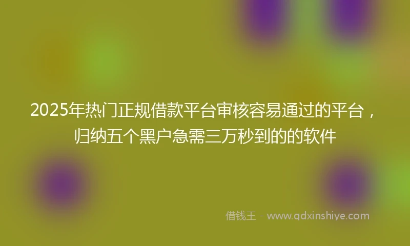 2025年热门正规借款平台审核容易通过的平台，归纳五个黑户急需三万秒到的的软件