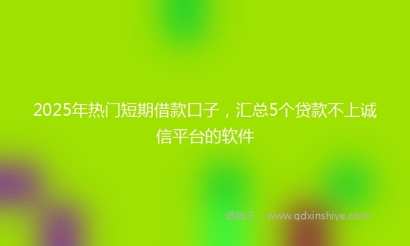 2025年热门短期借款口子，汇总5个贷款不上诚信平台的软件