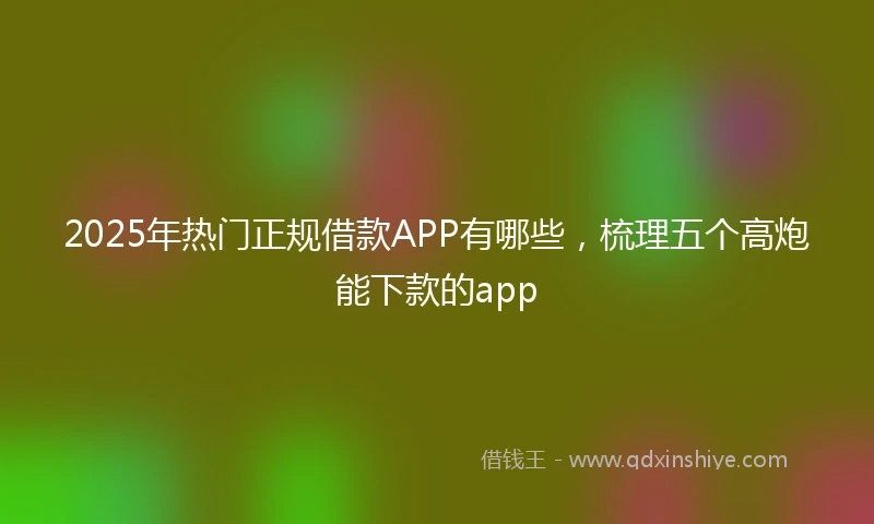 2025年热门正规借款APP有哪些，梳理五个高炮能下款的app
