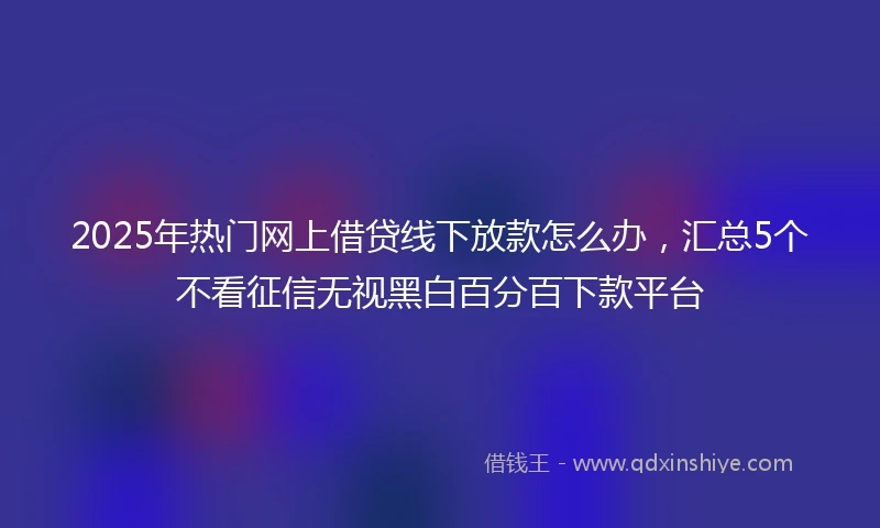2025年热门网上借贷线下放款怎么办，汇总5个不看征信无视黑白百分百下款平台