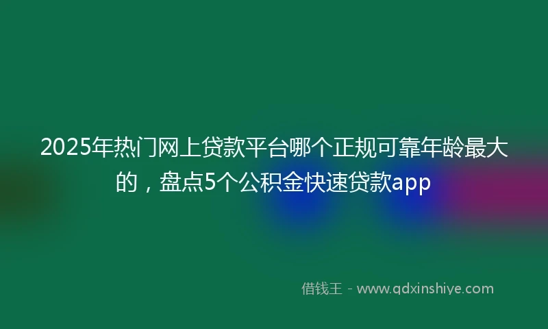 2025年热门网上贷款平台哪个正规可靠年龄最大的，盘点5个公积金快速贷款app