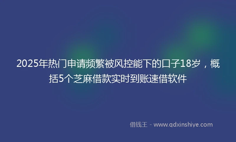 2025年热门申请频繁被风控能下的口子18岁，概括5个芝麻借款实时到账速借软件