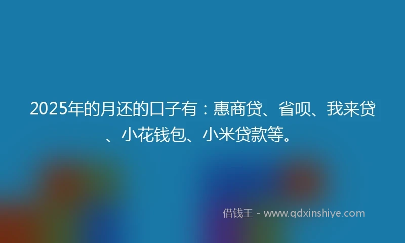 2025年的月还的口子有：惠商贷、省呗、我来贷、小花钱包、小米贷款等。