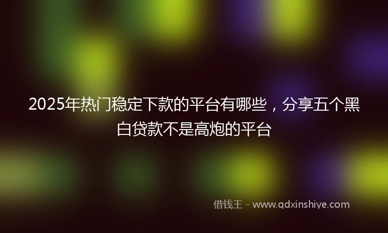 2025年热门稳定下款的平台有哪些，分享五个黑白贷款不是高炮的平台