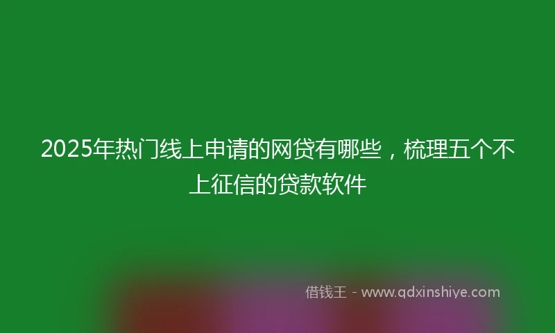 2025年热门线上申请的网贷有哪些，梳理五个不上征信的贷款软件