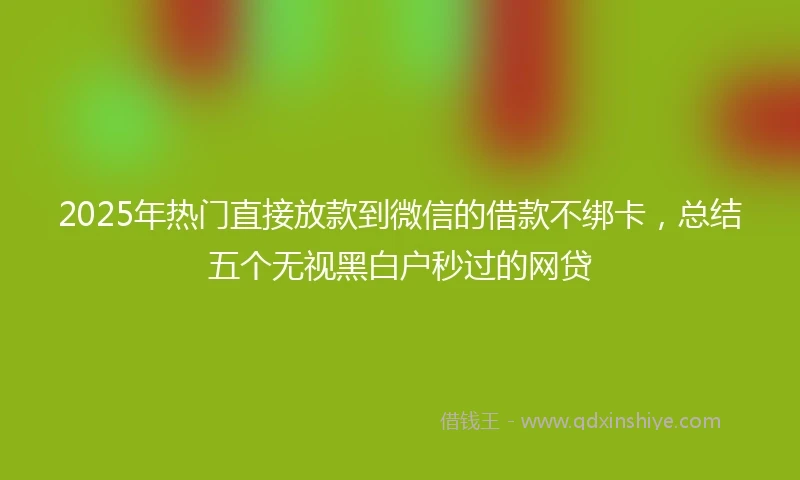2025年热门直接放款到微信的借款不绑卡，总结五个无视黑白户秒过的网贷