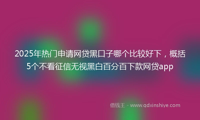 2025年热门申请网贷黑口子哪个比较好下，概括5个不看征信无视黑白百分百下款网贷app