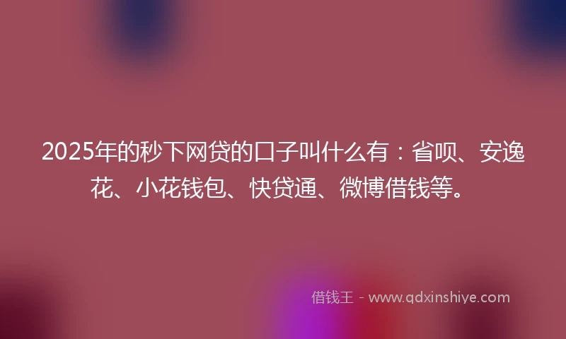 2025年的秒下网贷的口子叫什么有：省呗、安逸花、小花钱包、快贷通、微博借钱等。