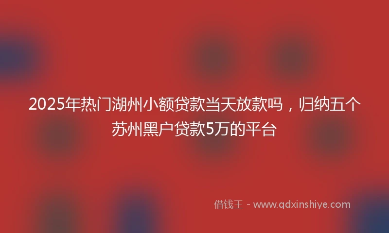 2025年热门湖州小额贷款当天放款吗，归纳五个苏州黑户贷款5万的平台