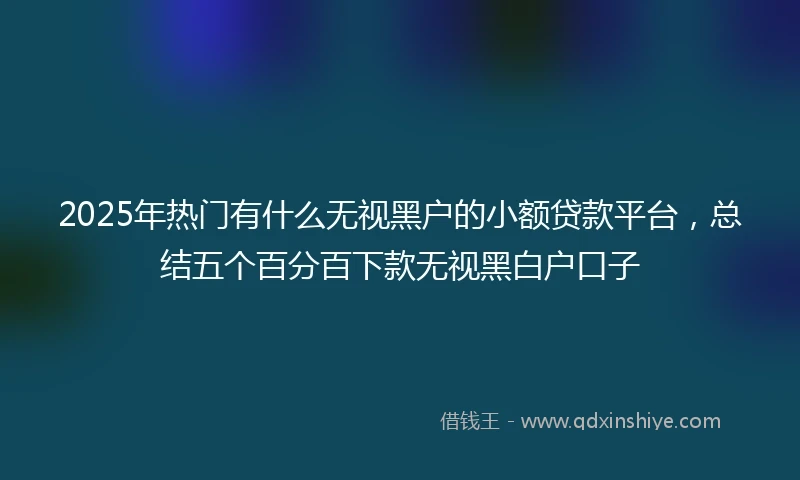 2025年热门有什么无视黑户的小额贷款平台，总结五个百分百下款无视黑白户口子