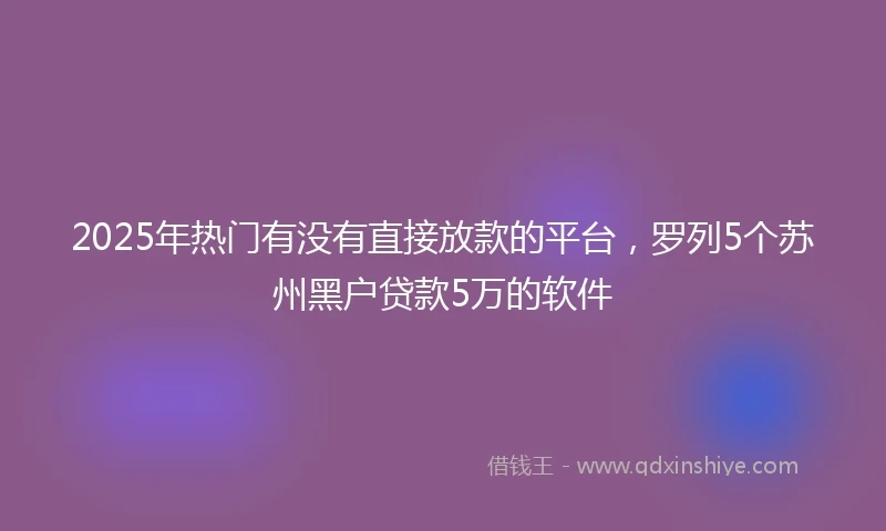 2025年热门有没有直接放款的平台，罗列5个苏州黑户贷款5万的软件