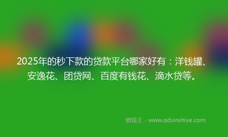 2025年的秒下款的贷款平台哪家好有：洋钱罐、安逸花、团贷网、百度有钱花、滴水贷等。
