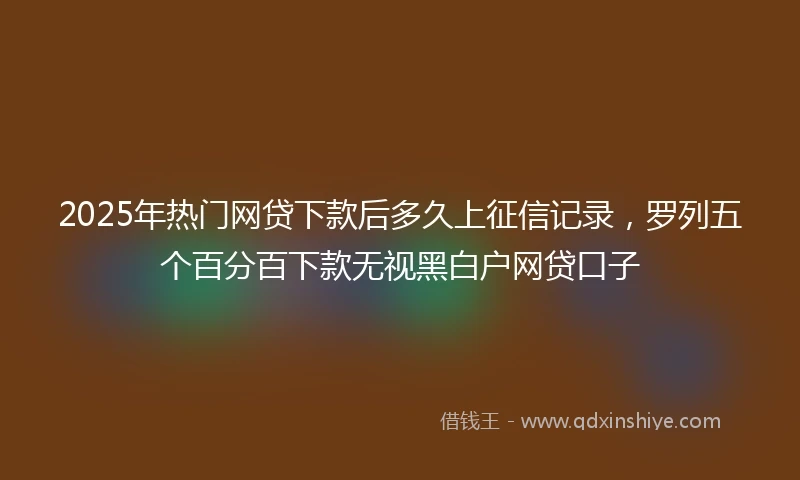 2025年热门网贷下款后多久上征信记录，罗列五个百分百下款无视黑白户网贷口子