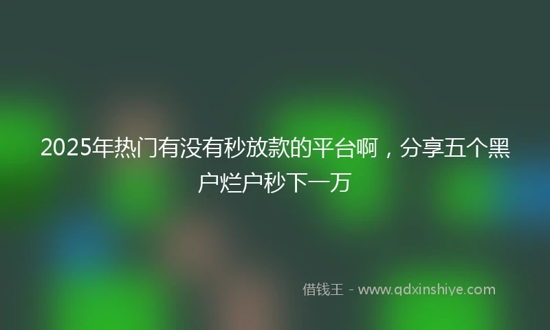 2025年热门有没有秒放款的平台啊，分享五个黑户烂户秒下一万