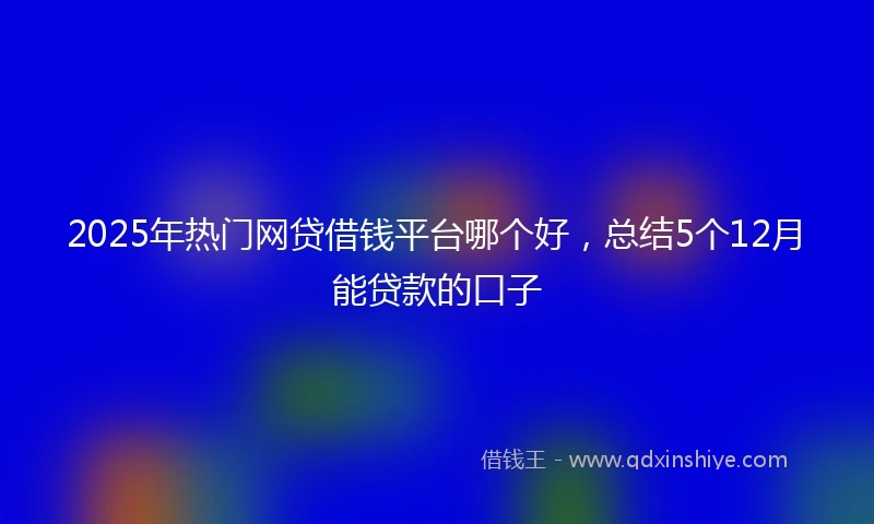 2025年热门网贷借钱平台哪个好，总结5个12月能贷款的口子
