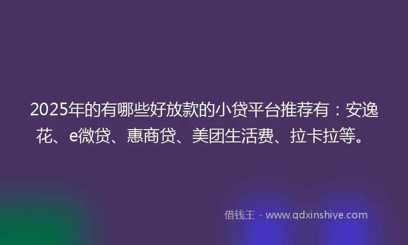 2025年的有哪些好放款的小贷平台推荐有：安逸花、e微贷、惠商贷、美团生活费、拉卡拉等。