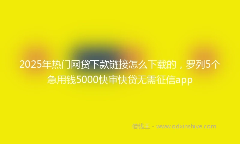 2025年热门网贷下款链接怎么下载的，罗列5个急用钱5000快审快贷无需征信app