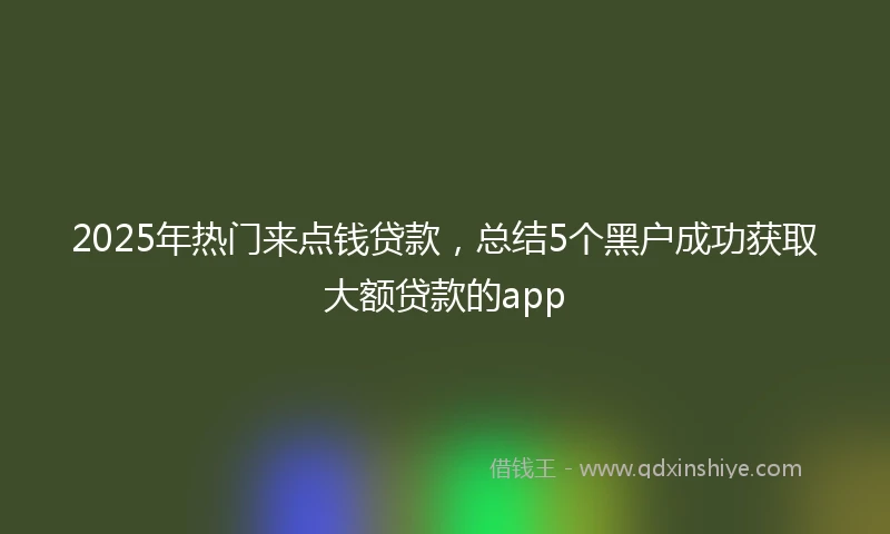 2025年热门来点钱贷款，总结5个黑户成功获取大额贷款的app