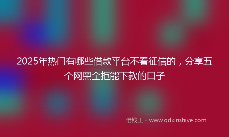 2025年热门有哪些借款平台不看征信的，分享五个网黑全拒能下款的口子