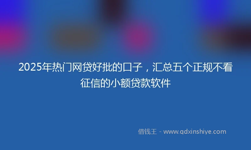 2025年热门网贷好批的口子，汇总五个正规不看征信的小额贷款软件
