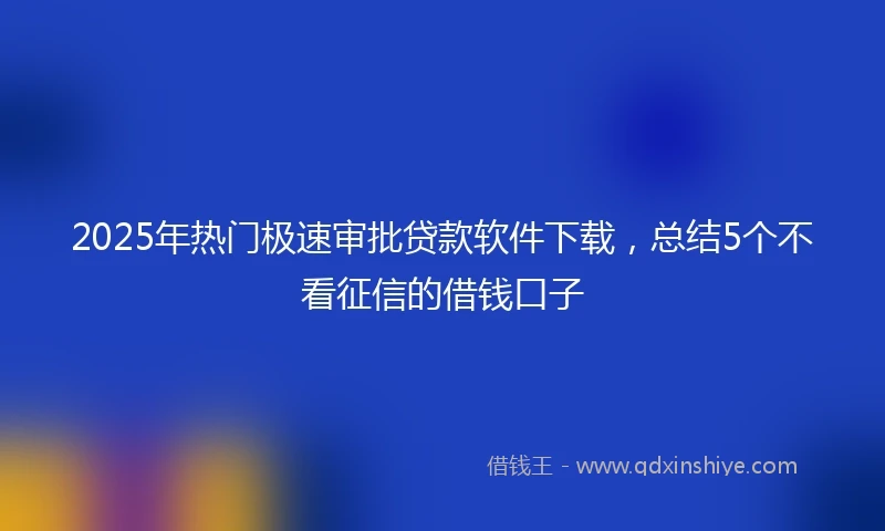 2025年热门极速审批贷款软件下载，总结5个不看征信的借钱口子