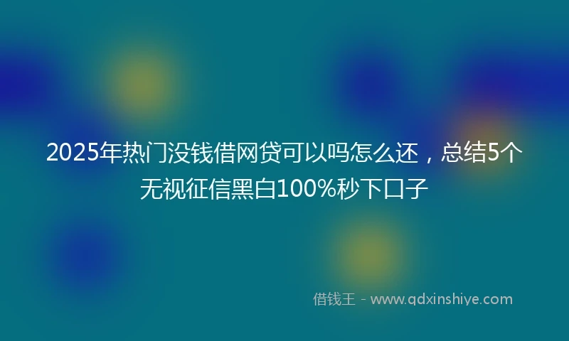 2025年热门没钱借网贷可以吗怎么还，总结5个无视征信黑白100%秒下口子