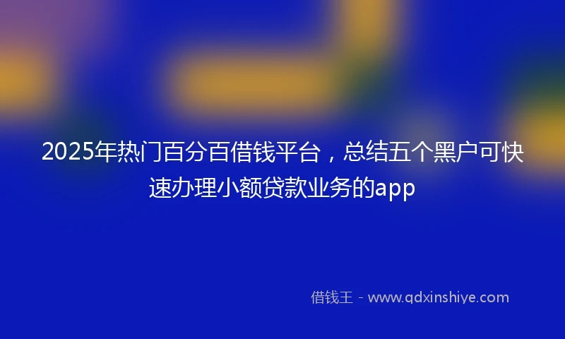 2025年热门百分百借钱平台，总结五个黑户可快速办理小额贷款业务的app