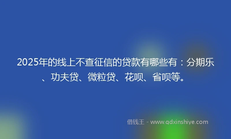 2025年的线上不查征信的贷款有哪些有：分期乐、功夫贷、微粒贷、花呗、省呗等。