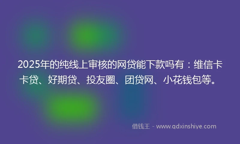 2025年的纯线上审核的网贷能下款吗有：维信卡卡贷、好期贷、投友圈、团贷网、小花钱包等。