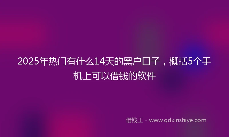 2025年热门有什么14天的黑户口子，概括5个手机上可以借钱的软件