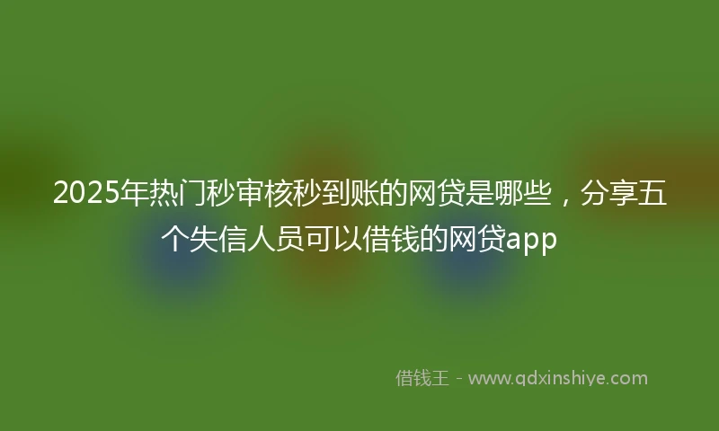 2025年热门秒审核秒到账的网贷是哪些，分享五个失信人员可以借钱的网贷app