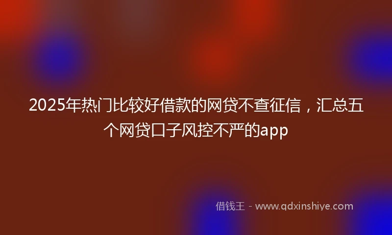 2025年热门比较好借款的网贷不查征信，汇总五个网贷口子风控不严的app