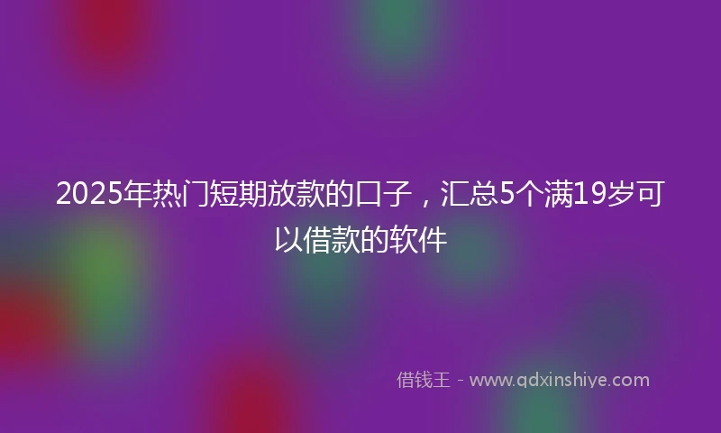 2025年热门短期放款的口子，汇总5个满19岁可以借款的软件