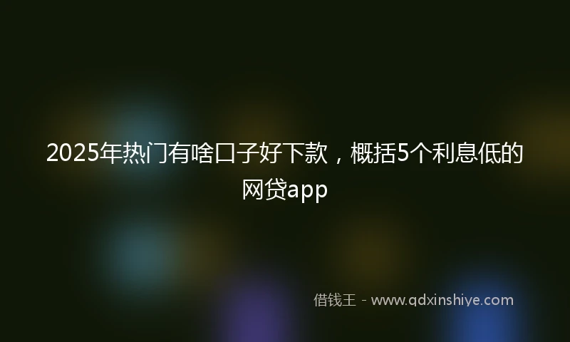 2025年热门有啥口子好下款，概括5个利息低的网贷app