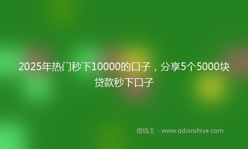 2025年热门秒下10000的口子，分享5个5000块贷款秒下口子