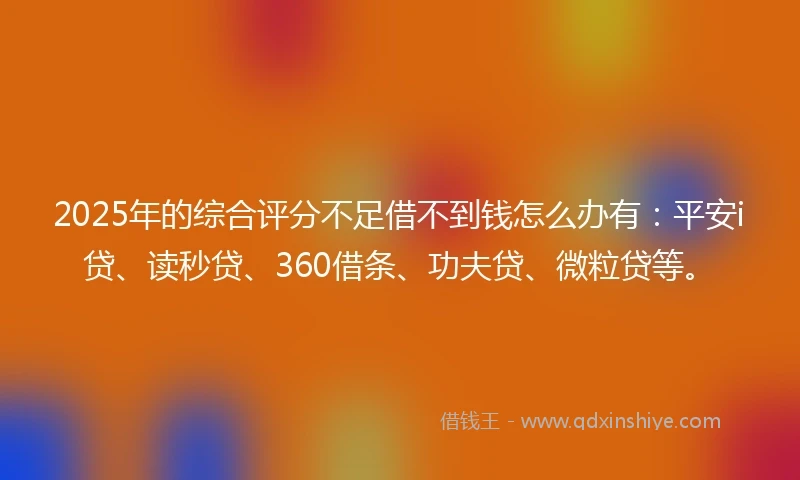 2025年的综合评分不足借不到钱怎么办有：平安i贷、读秒贷、360借条、功夫贷、微粒贷等。