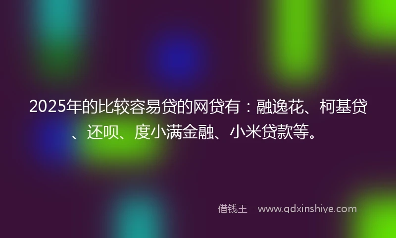 2025年的比较容易贷的网贷有：融逸花、柯基贷、还呗、度小满金融、小米贷款等。