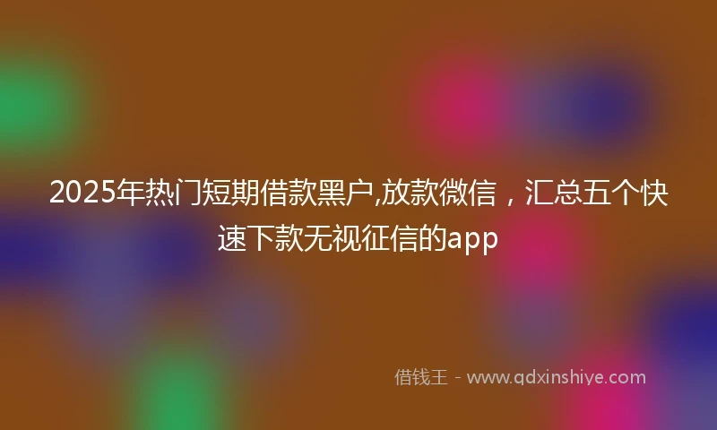 2025年热门短期借款黑户,放款微信，汇总五个快速下款无视征信的app