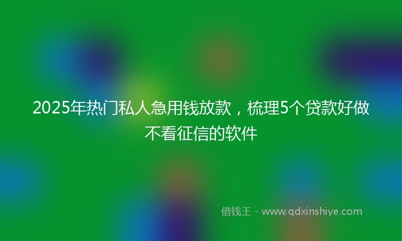 2025年热门私人急用钱放款，梳理5个贷款好做不看征信的软件