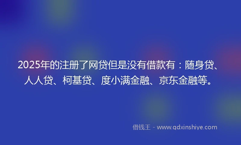 2025年的注册了网贷但是没有借款有：随身贷、人人贷、柯基贷、度小满金融、京东金融等。