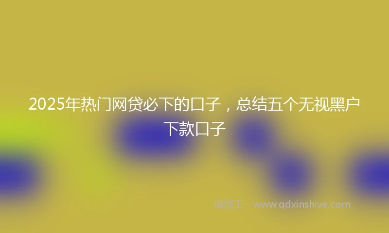 2025年热门网贷必下的口子，总结五个无视黑户下款口子