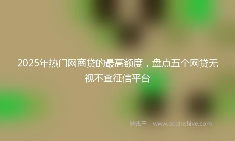 2025年热门网商贷的最高额度，盘点五个网贷无视不查征信平台