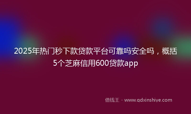 2025年热门秒下款贷款平台可靠吗安全吗，概括5个芝麻信用600贷款app