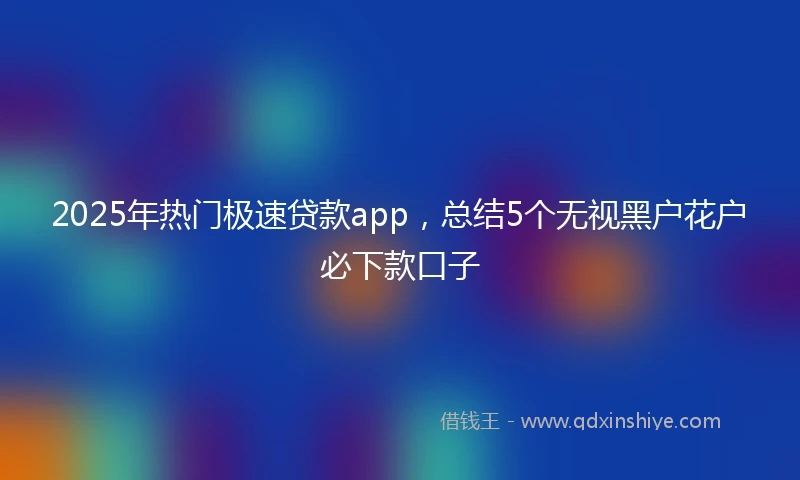 2025年热门极速贷款app，总结5个无视黑户花户必下款口子